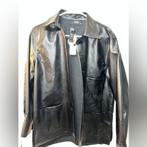 Oversized faux leather coat